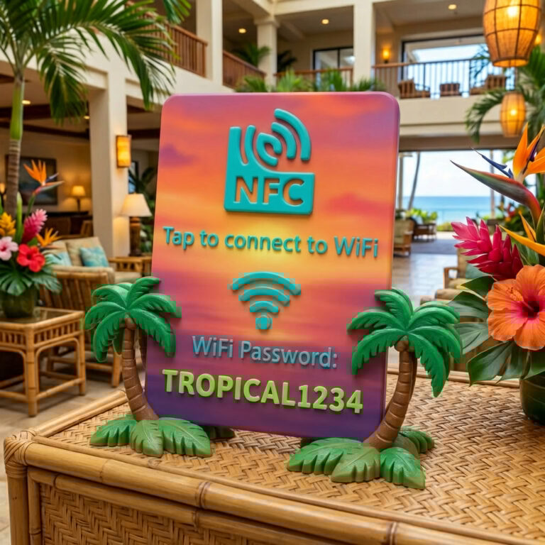 hotel lobby wifi signage nfc