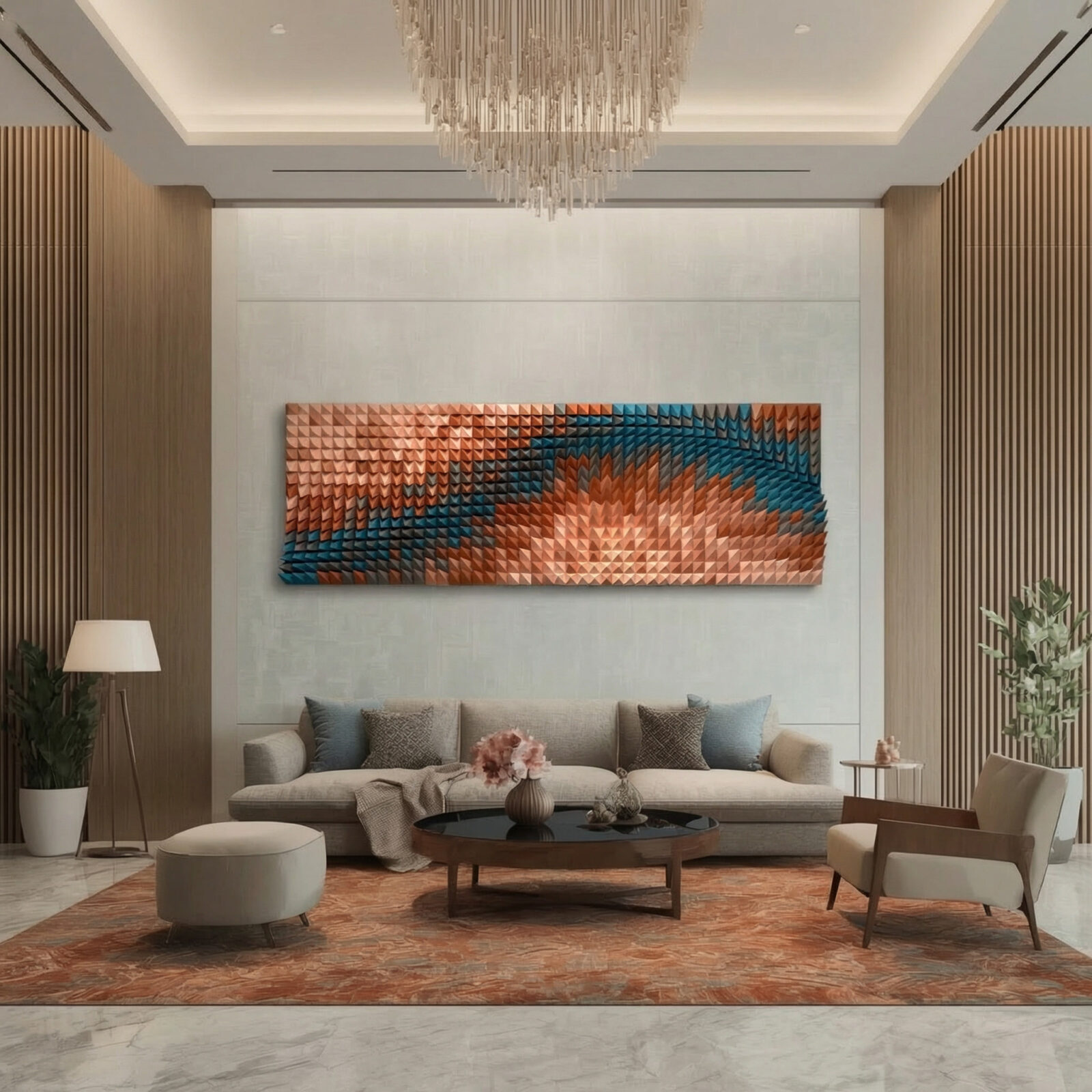 3D printed wall art in modern interior — Plastika3D
