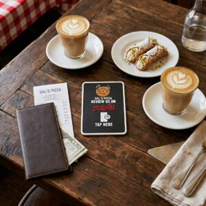 NFC Yelp review tap sign for restaurant table plaque